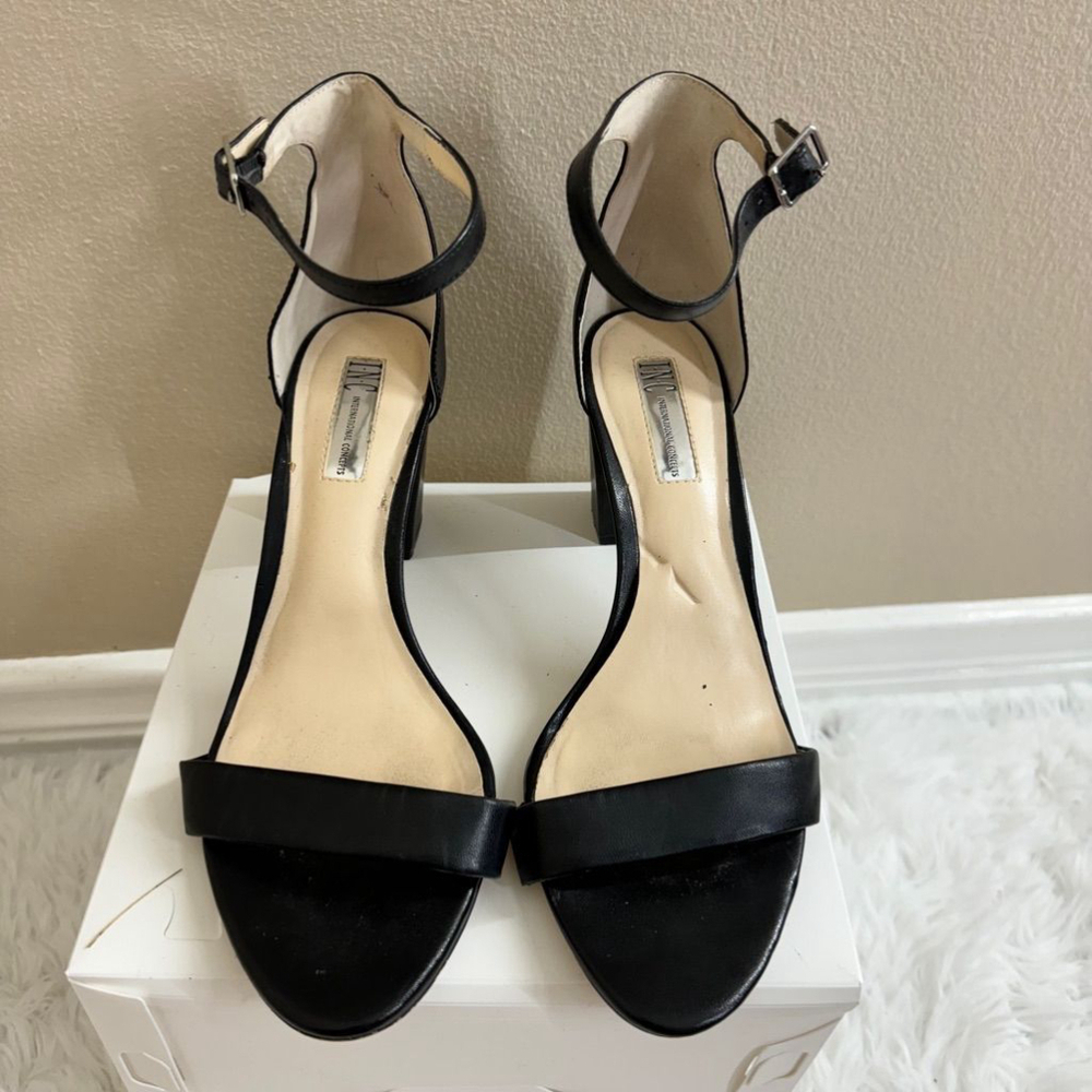 INC Women’s Black Padded Adjustable Kivah Block Heels Buckle Dress Sandals 9.5M